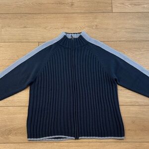 Arizona Navy and Gray Ribbed Full-Zip Sweater